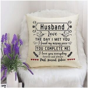 NEW•Husband Cream Love Quote Pillow Cover